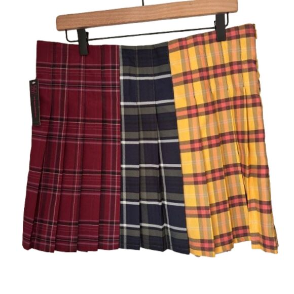 NOBO Multi Plaid Pleated School Girl Mini Skirt Junior Size XL 15-17 #L - Picture 2 of 7